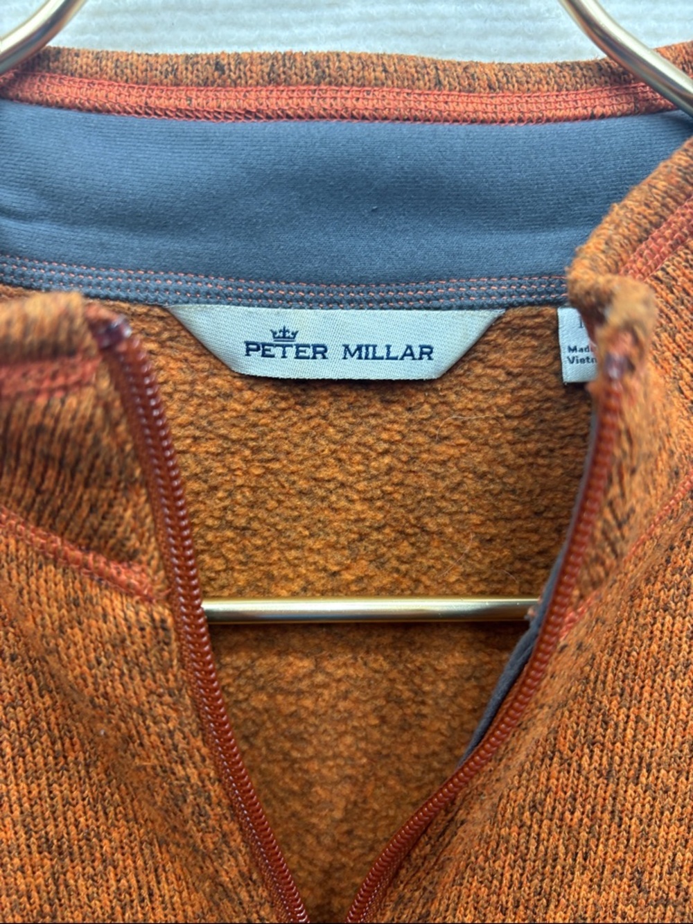 Peter MILLAR | medium Half-Zip Men's Sweater - Rust Orange - Picture 4 of 7